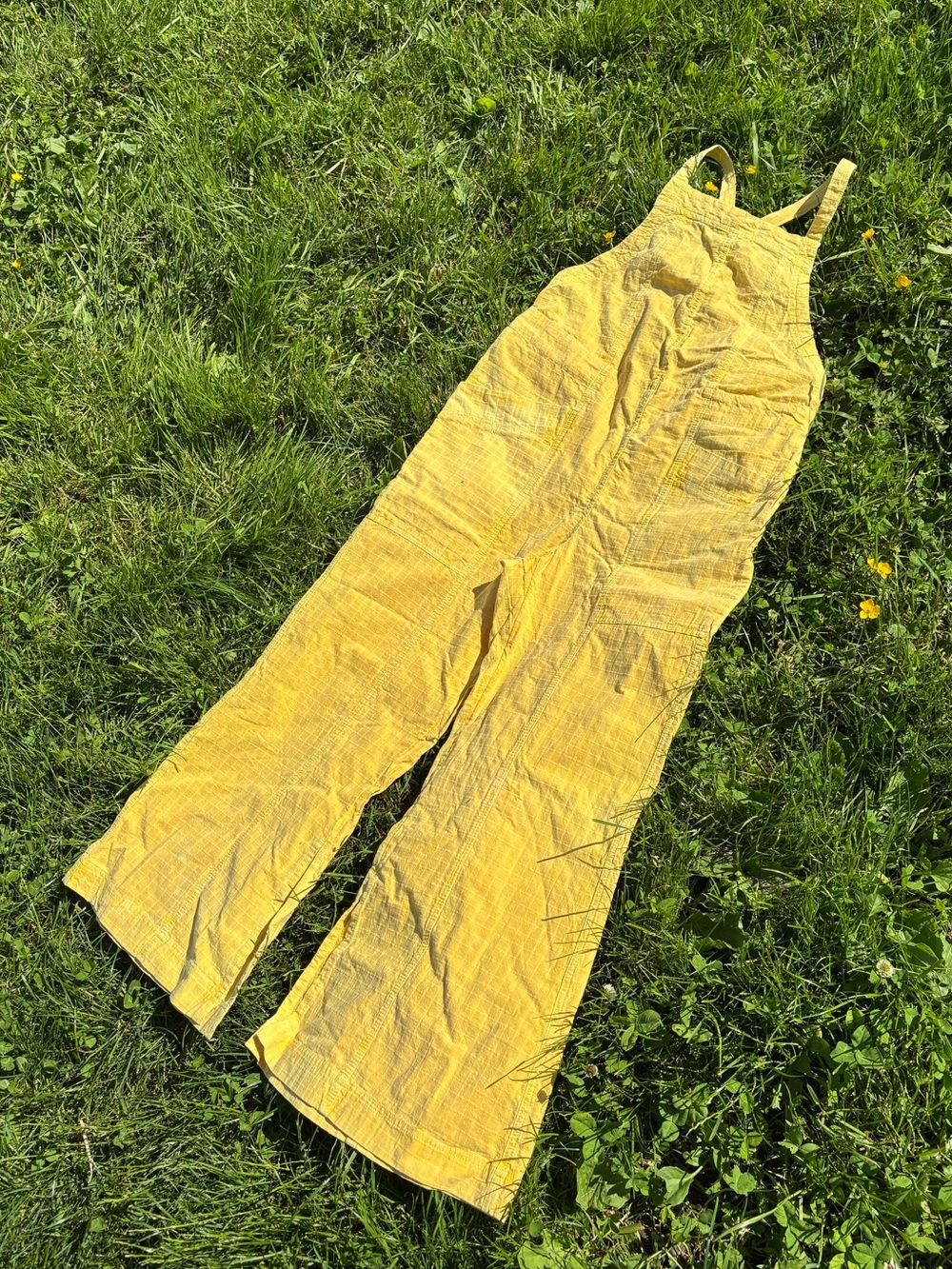 NWT Free People 100% Cotton Buttercup Yellow Wide-Leg Cotton Overalls - Picture 2 of 9